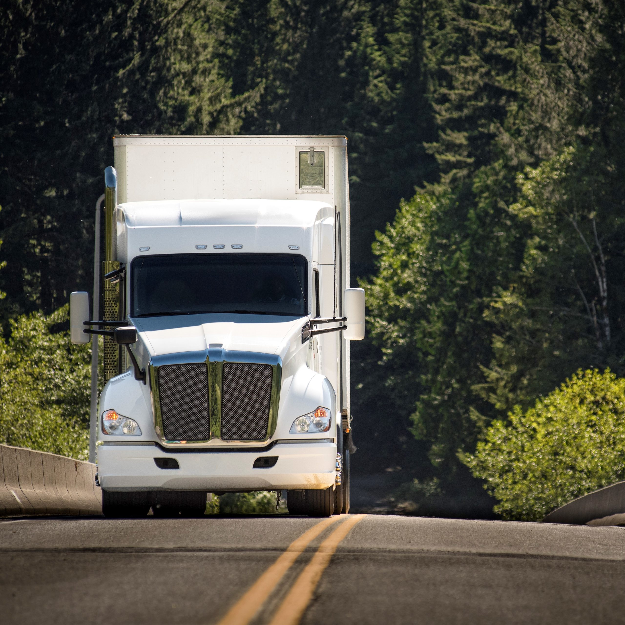 A commercial truck on the road.